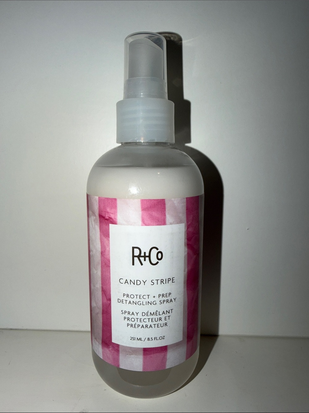 R+Co Candy Stripe Protect + Prep Detangling Spray